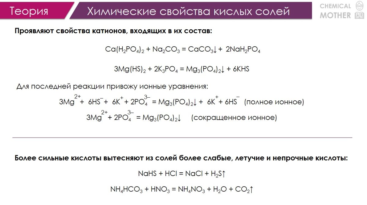 Слабые кислые соли