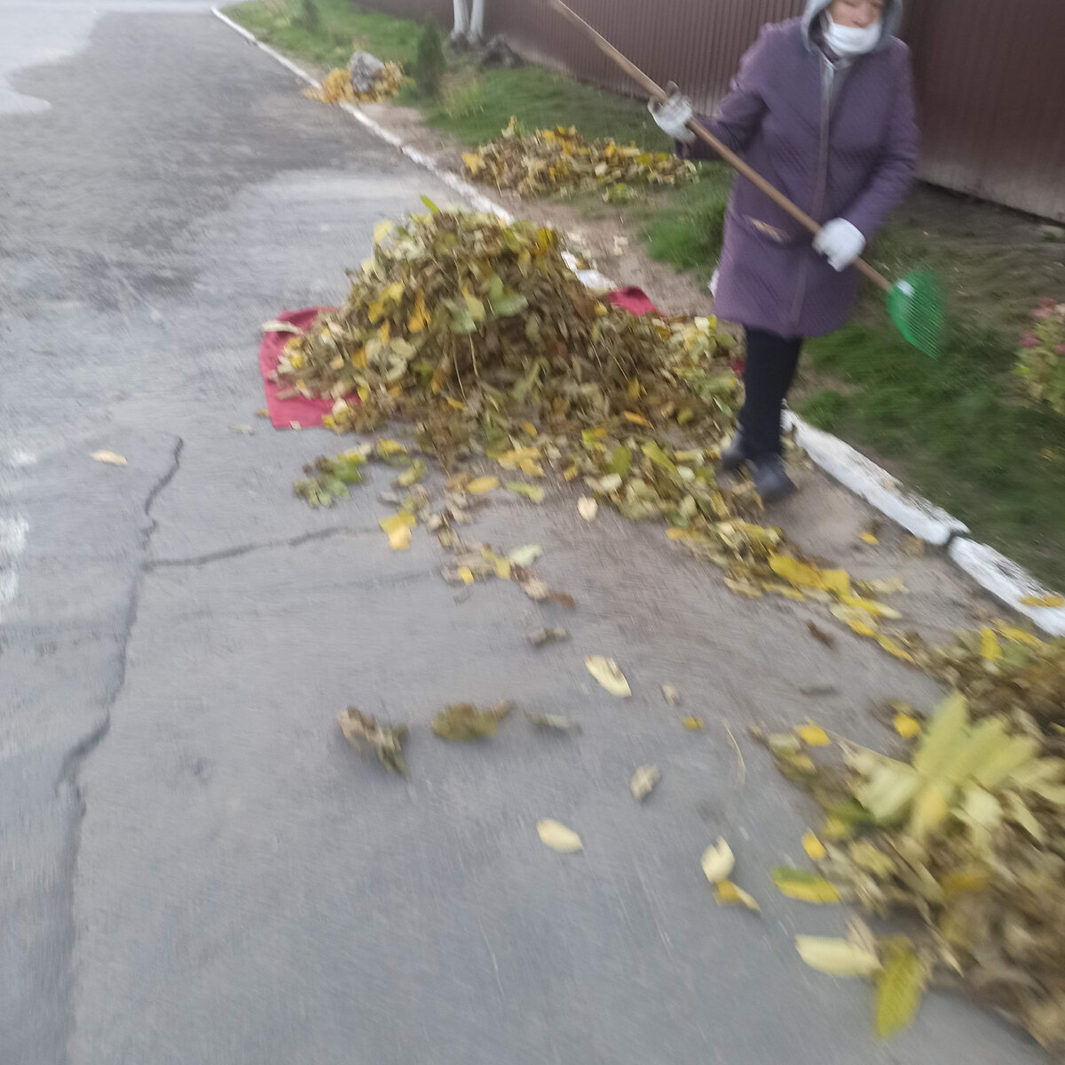 Женщина дворник из школы дочери. В возрасте, но очень активная.