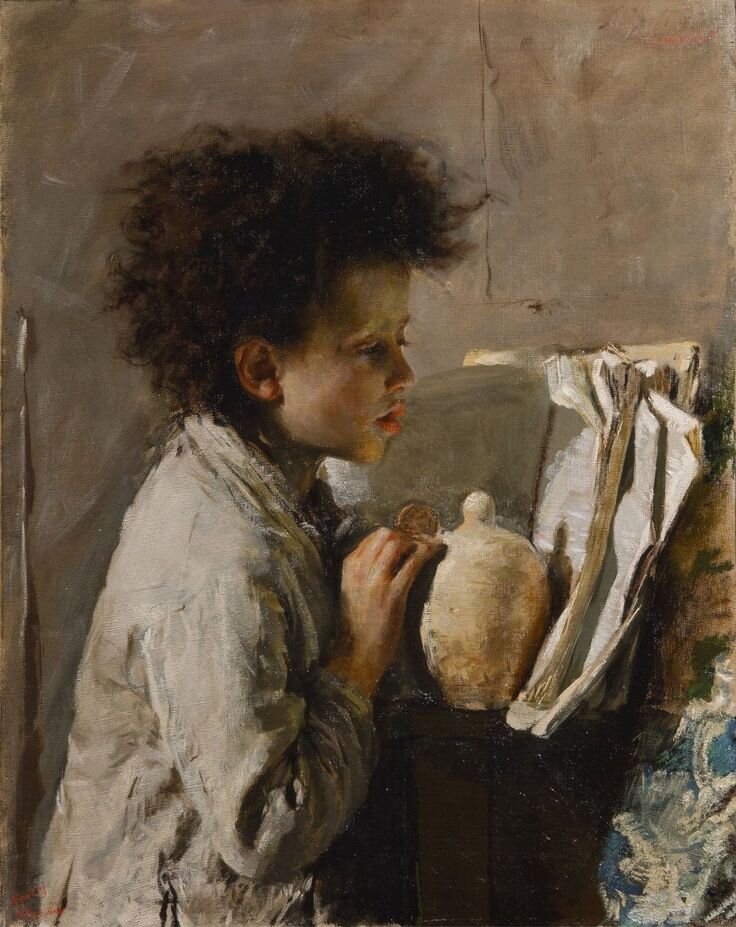 Беспризорный мальчик с копилкой, 1874
