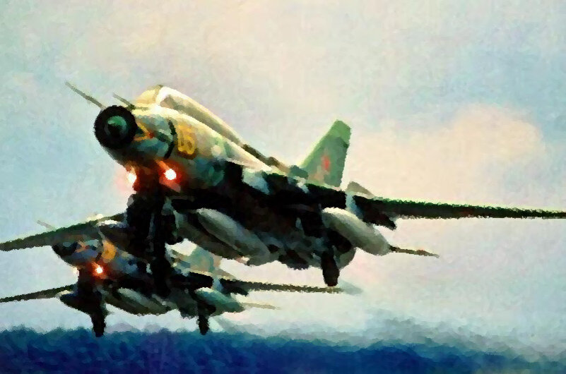 Пара Су-17м4 взлетает. Фото из свободных источников.