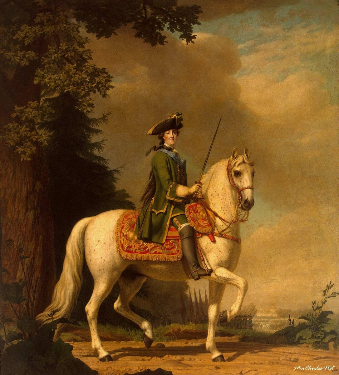 Эриксен Вигилиус. Екатерина II верхом. 1760-е. Государственный Эрмитаж.