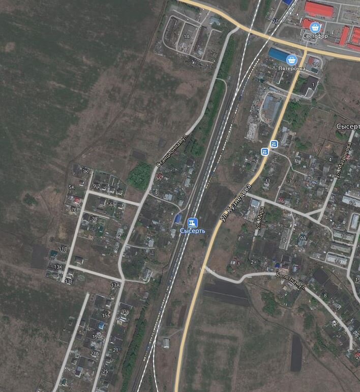 Станция Сысерть на карте.