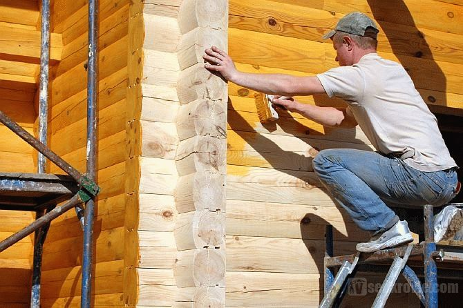 Обработка сруба из бревна после постройки внутри и снаружи