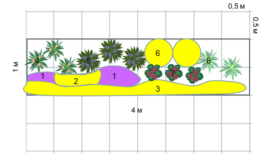 Схема цветника "Яркое движение жизни"