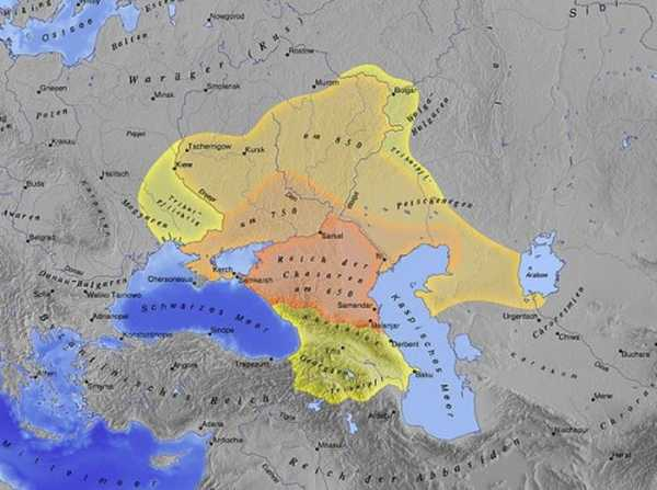 Источник карты - https://museum-kam.ru/raznoe/xazarskij-kaganat-na-karte-xazarskij-kaganat-vikipediya.html