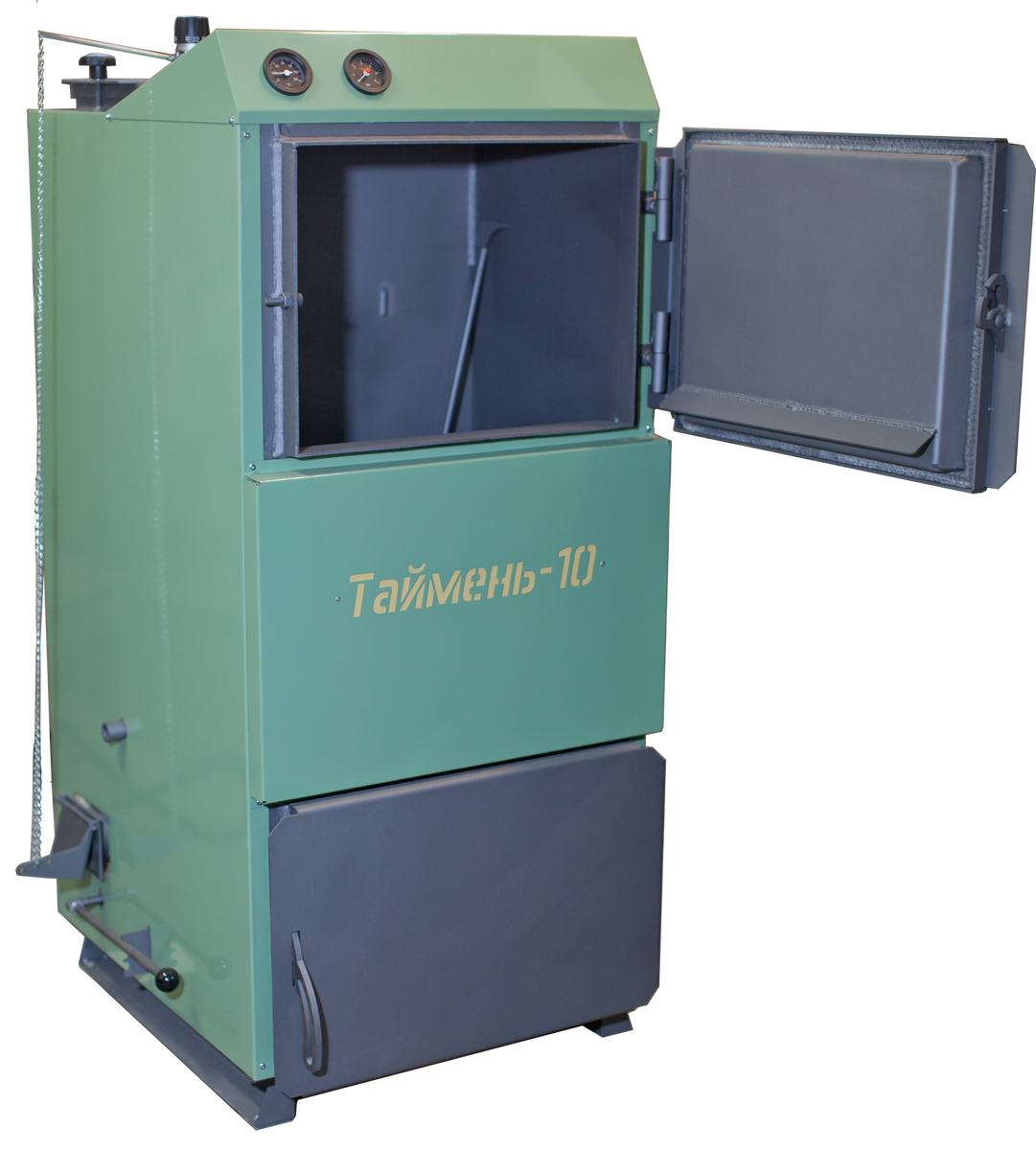 Большой проём для удобной загрузки топлива Таймень 10