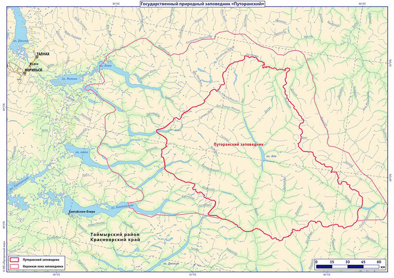 Карта заповедников таймыра