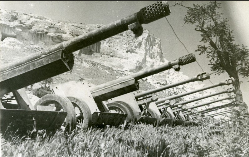 Трофейные немецкие противотанковые пушки под Инкерманом