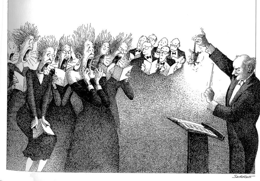 Из открытых источников интернет. Что только не делает дирижёр, чтобы получить нужный звук)