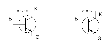 Рисунок 1. условное обозначение транзисторов.