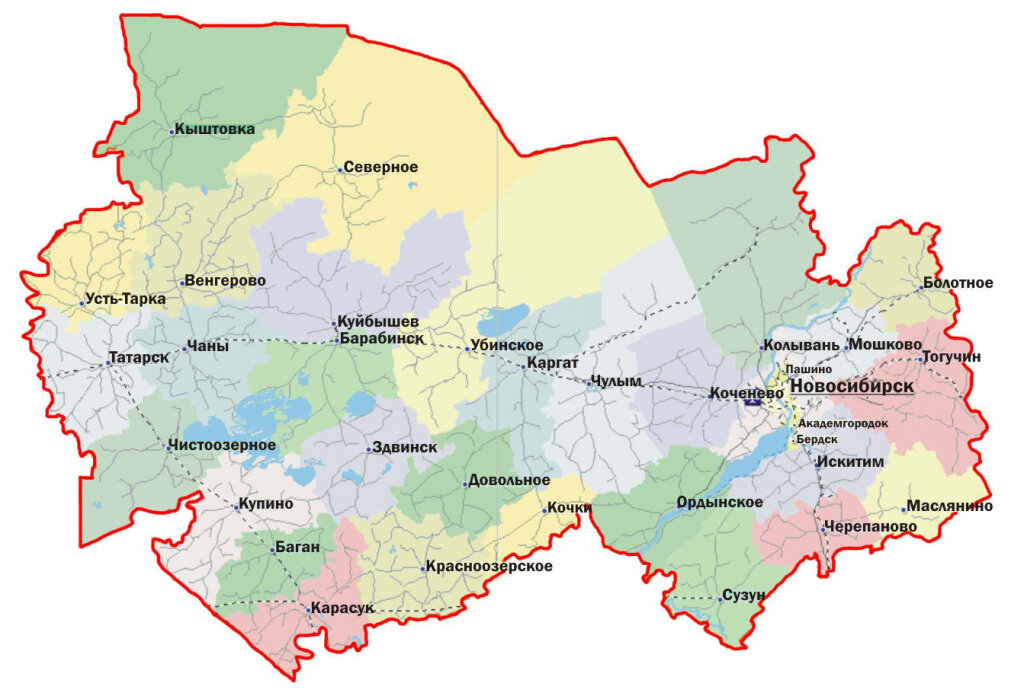 Карта Новосибирской области