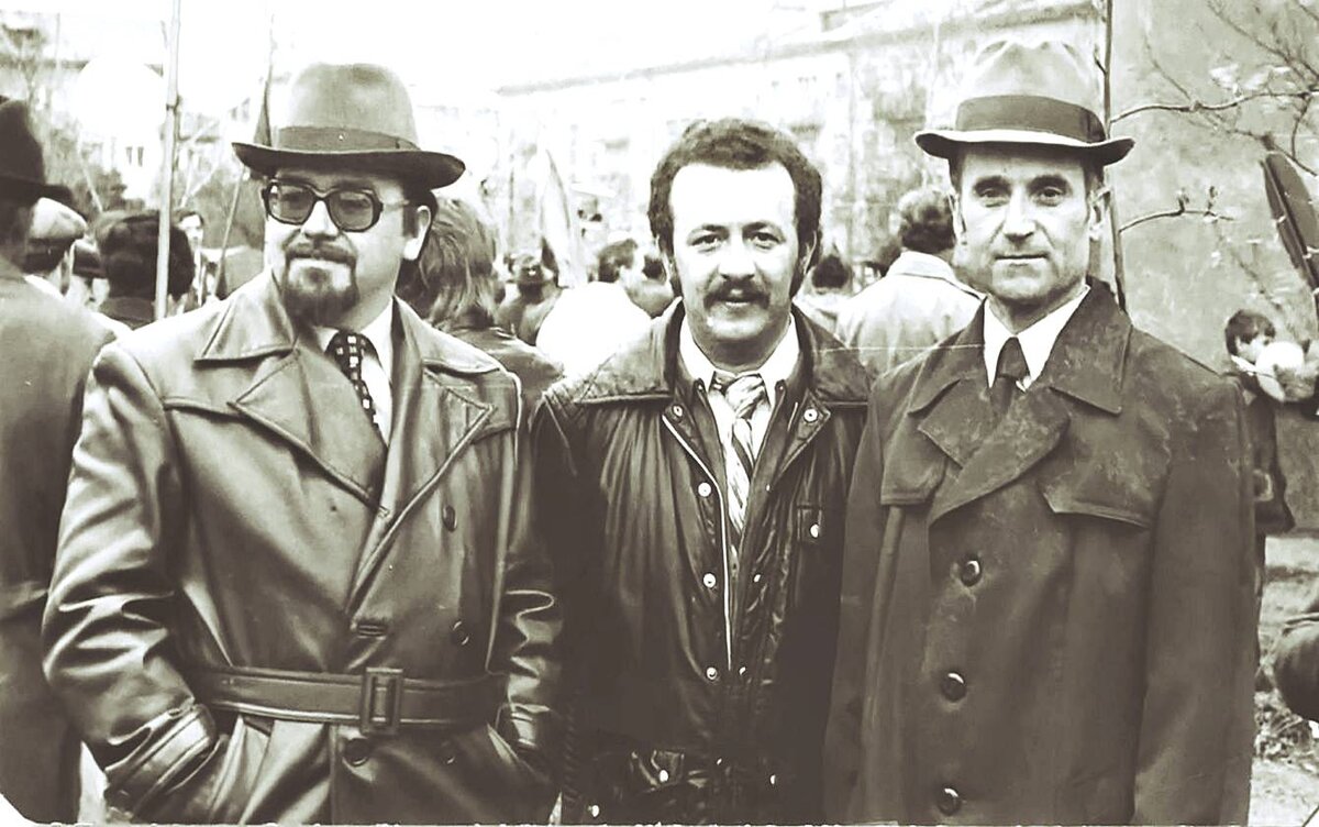Л.В. Раскин (справа) и его коллеги: М.Е. Марголин, В.В. Щура.