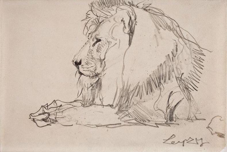 Валентин Серов. Лев. Бумага, караншдаш. 10,9х15,9 см. Государственный музей изобразительных искусств имени А.С. Пушкина