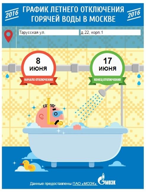 Сервис, который позволит узнать сроки отключения горячей воды в Москве