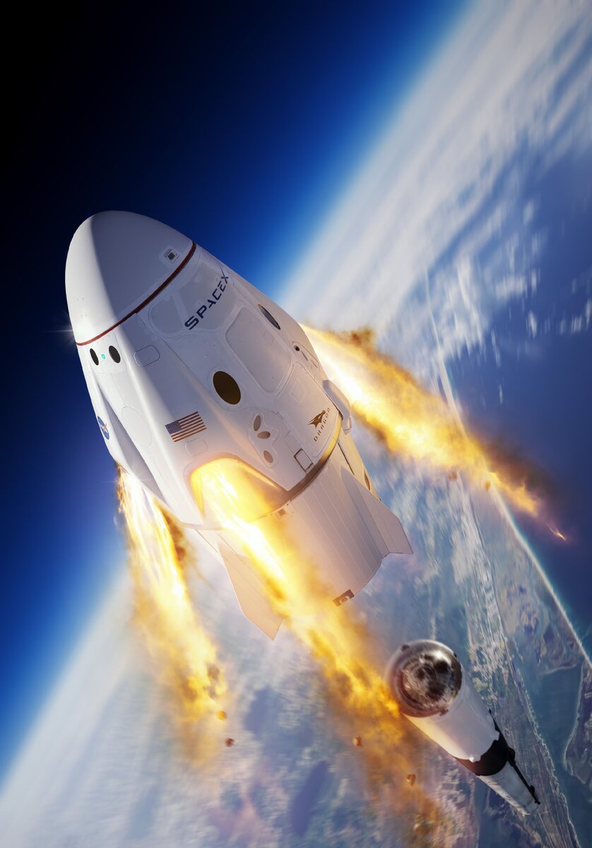 Вывод КК «Dragon» на орбиту. Картинка из социальных сетей SpaceX