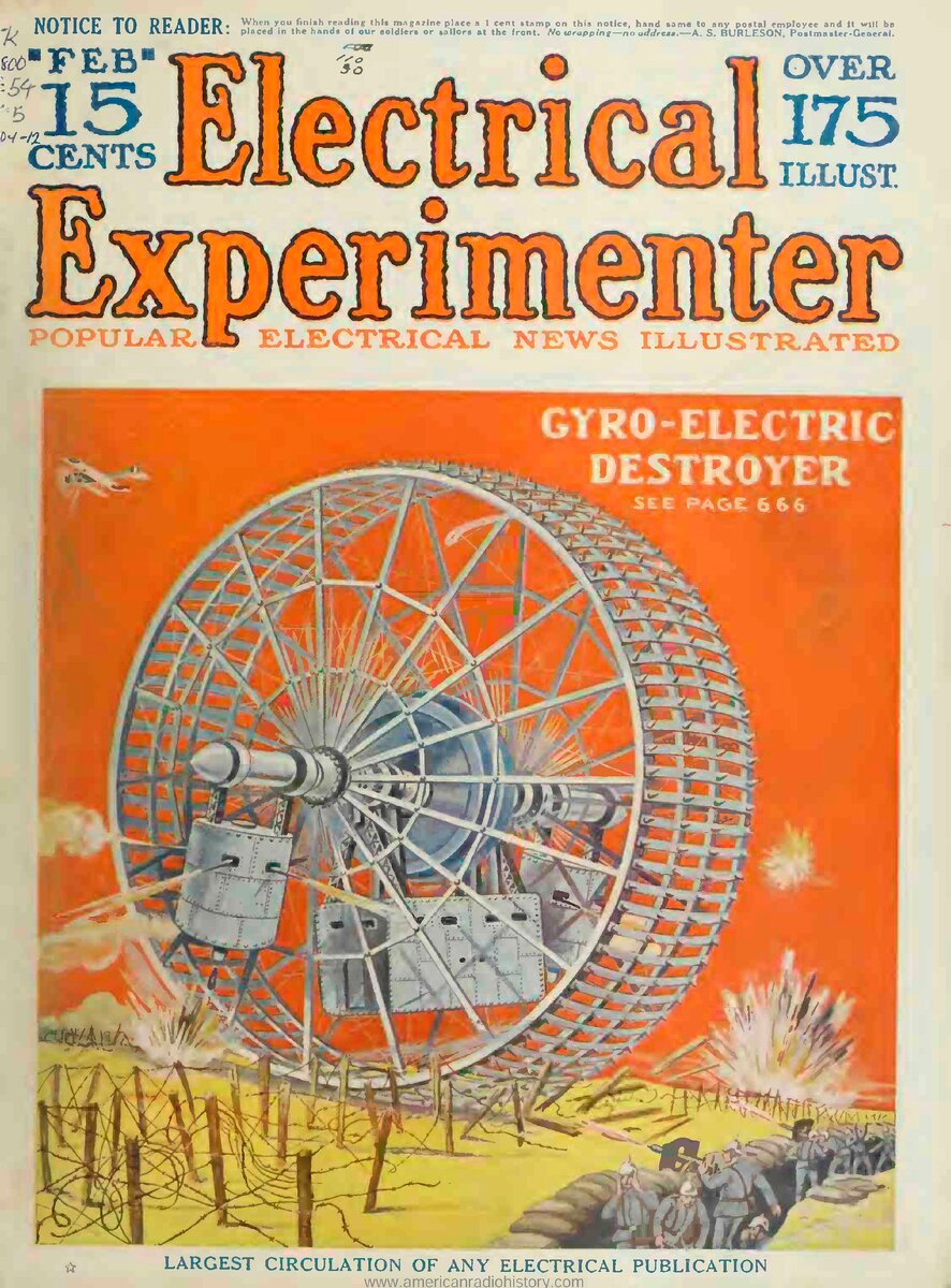 Обложка журнала Electrical Experimenter, 1918 г.