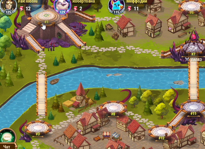 Можно увидеть, что каждое круглое поле противника в приключении имеет свой порядковый номер.