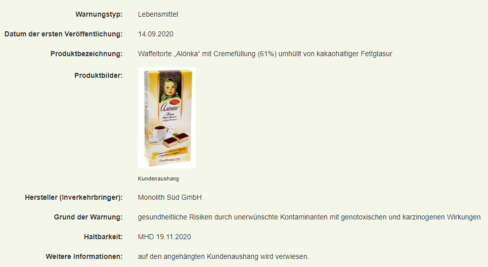 скриншот с сайта lebensmittelwarnung.de