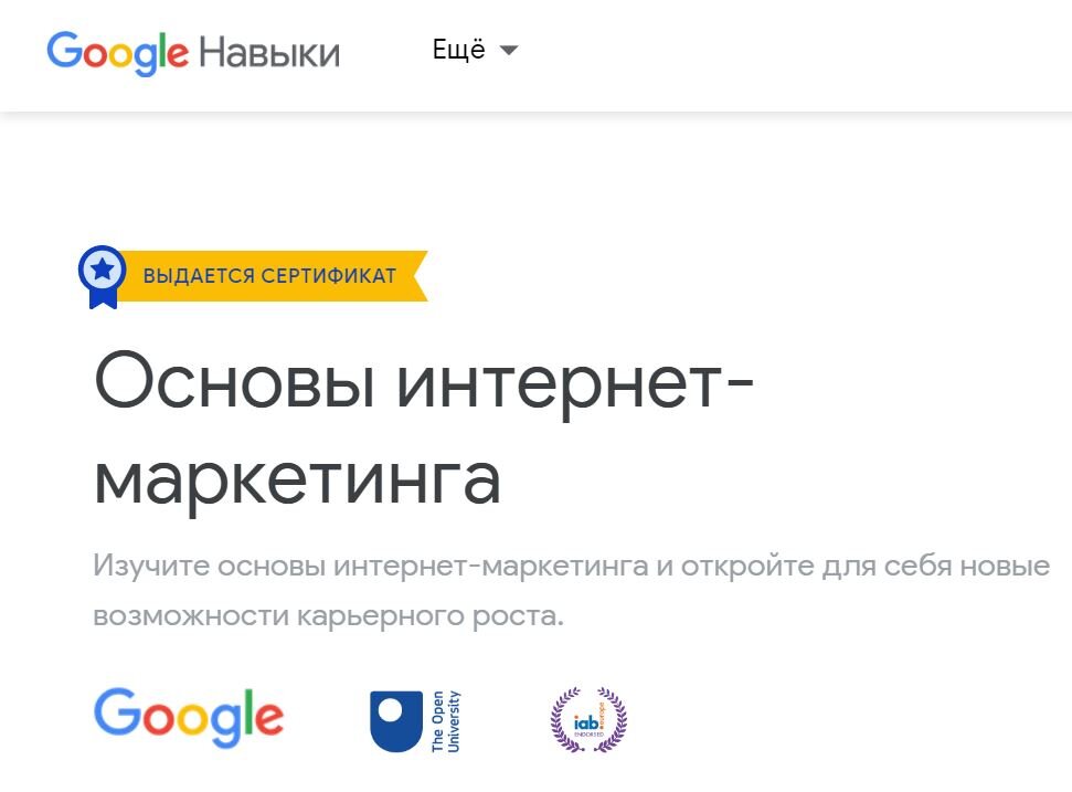 Курс «Основы интернет-маркетинга», Google Навыки