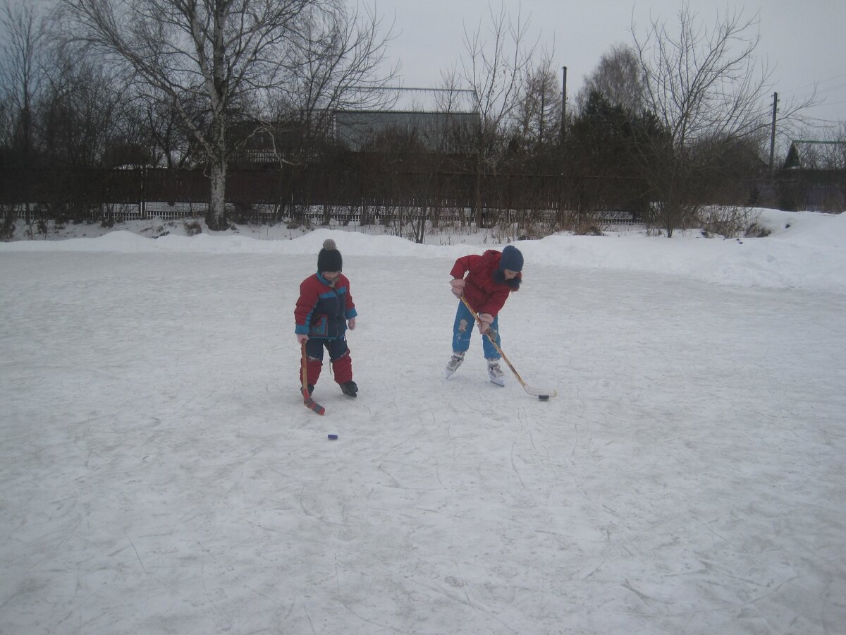 Деревенский пруд превратился в каток.