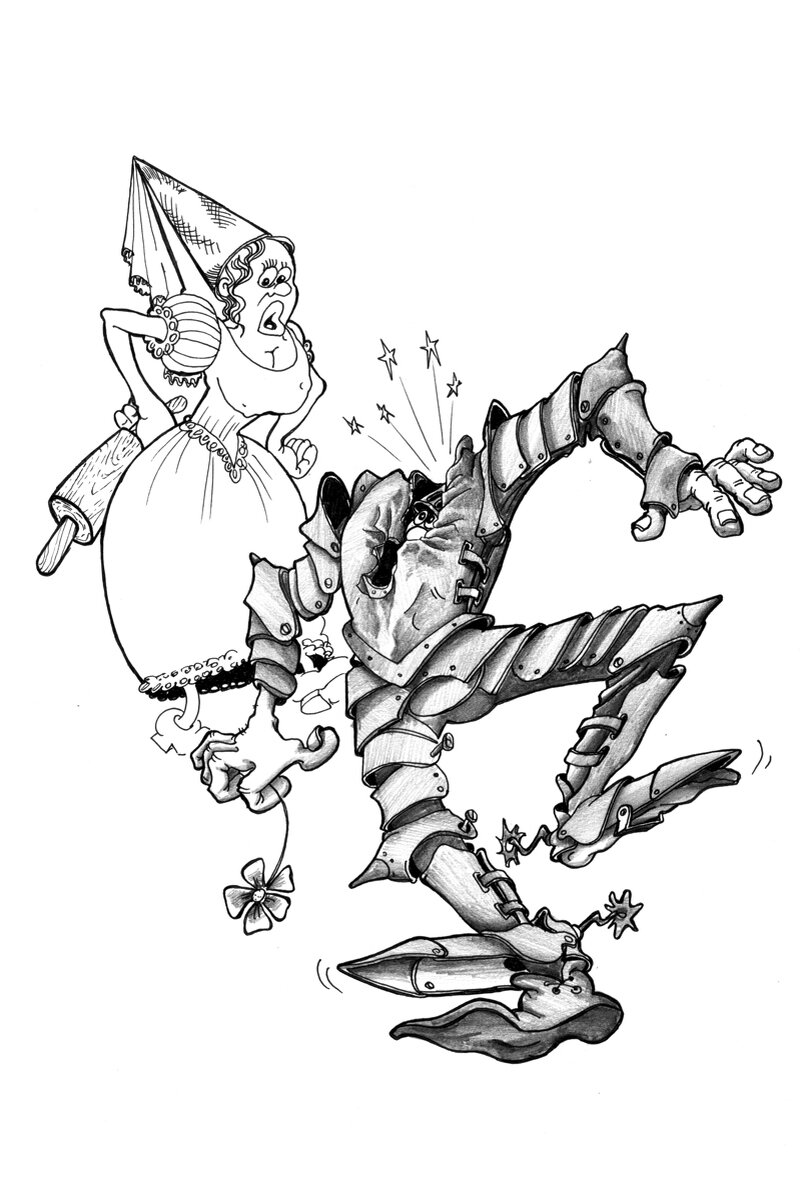 Забитый рыцарь. Иллюстрация к книге С. Мурзаева "Тезисы практического выживания". Художник Иванов-Вано.