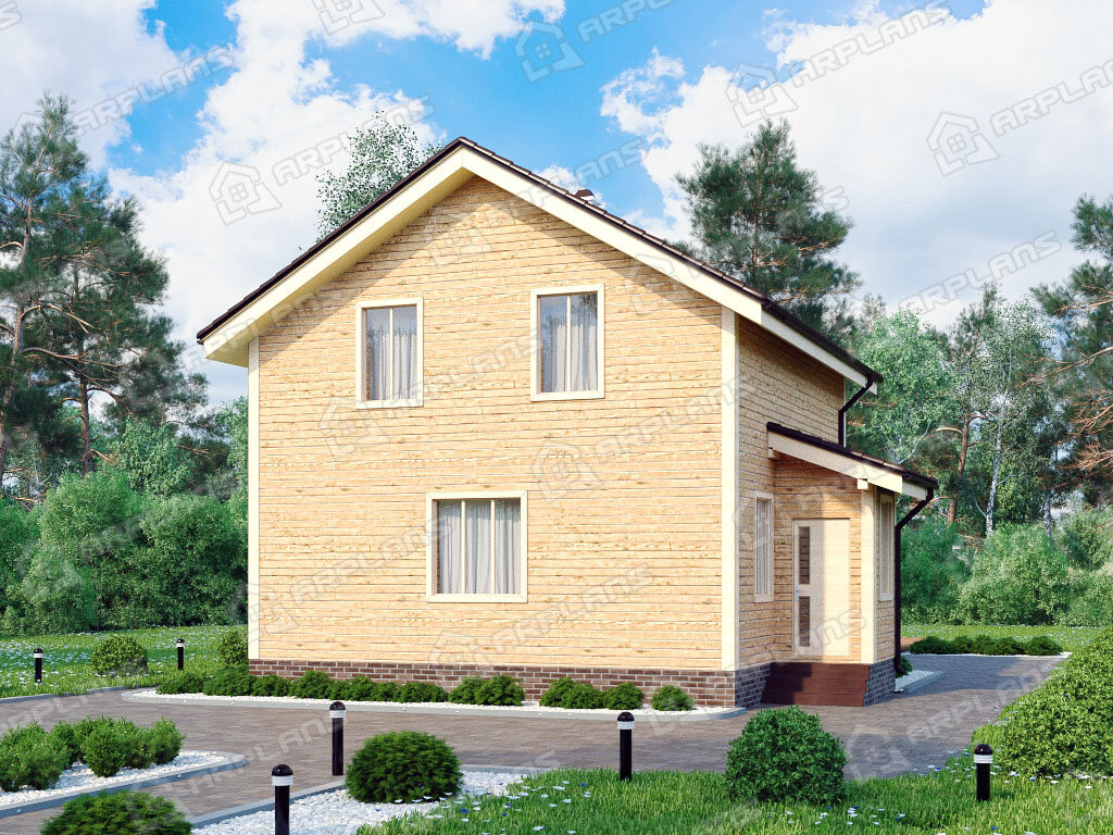 Фото 1 двухэтажного каркасного дома с мансардой и 3 спальнями. Общая площадь 100 кв м. Источник arplans.ru Проект И-055