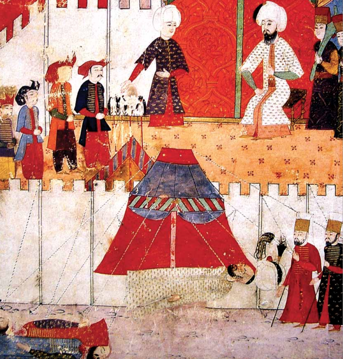 Казнь шехзаде Мустафы. Турецкая миниатюра.