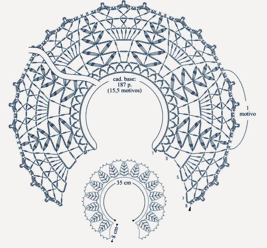 Воротник крючком из тонких ниток схема