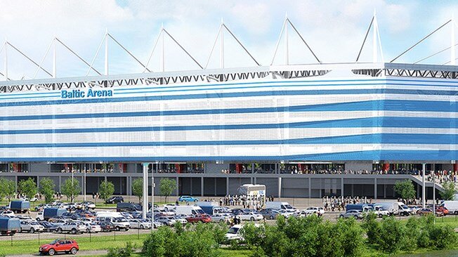Чемпионат мира по футболу 2018 Калининград будет принимать на 35-тысячной «Арене Балтика», строительство которой началось в 2015 году. Всего на стадионе пройдёт 4 матча группового этапа ЧМ-2018.