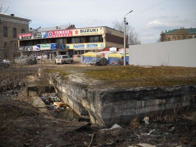 На фото как раз виден вход в убежище со стороны улицы Ленина, на дальнем плане бывшая студенческая столовая известная нынешнему поколению псковичей как магазин "Медведь".  