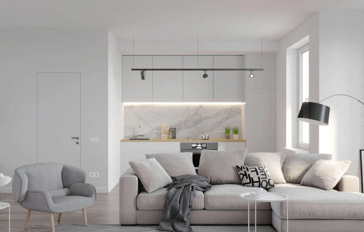 Готовый интерьер «Квадрим» в светлых тонах