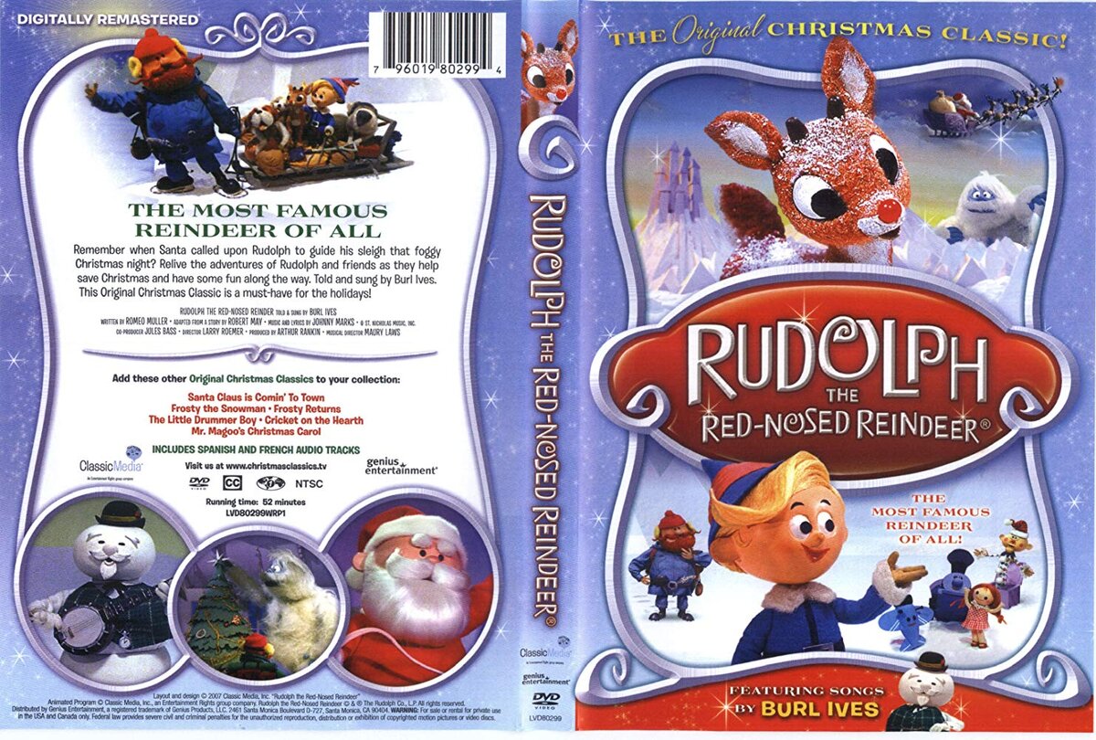 Обложка DVD мультфильма "Приключения олененка Рудольфа". Продаваемость мультика и через 50 лет со дня выхода остается на высоком уровне.