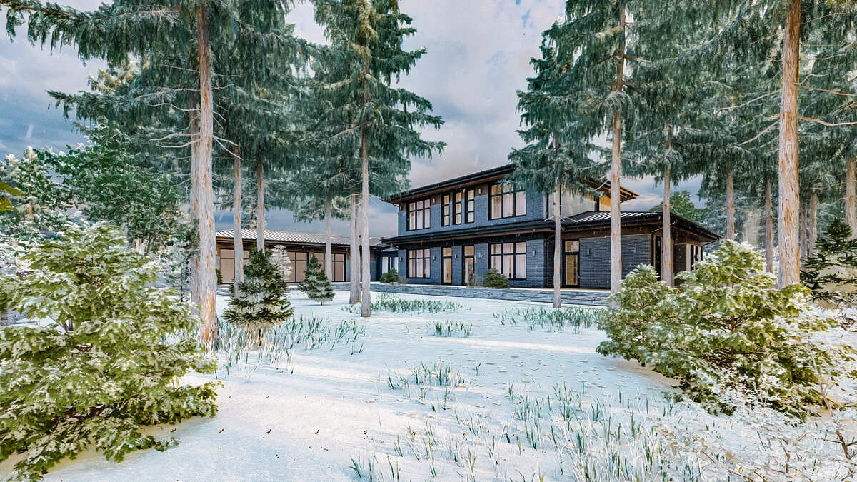 Монолит-Хаус. Визуализация проекта загородного дома в Санкт-Петербурге