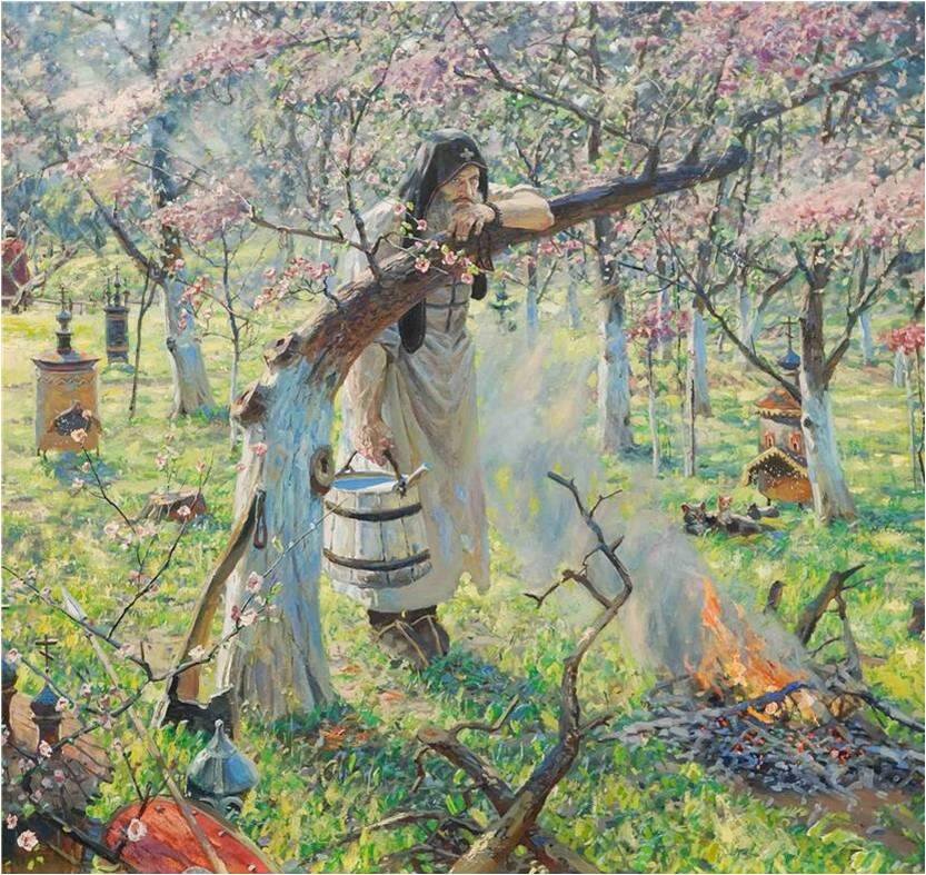 Рыженко П. В. Картина. «Ослябя». 2014 г. Из фондов Государственного музея-заповедника «Куликово поле» 