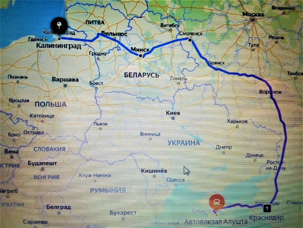 Минск калининград карта