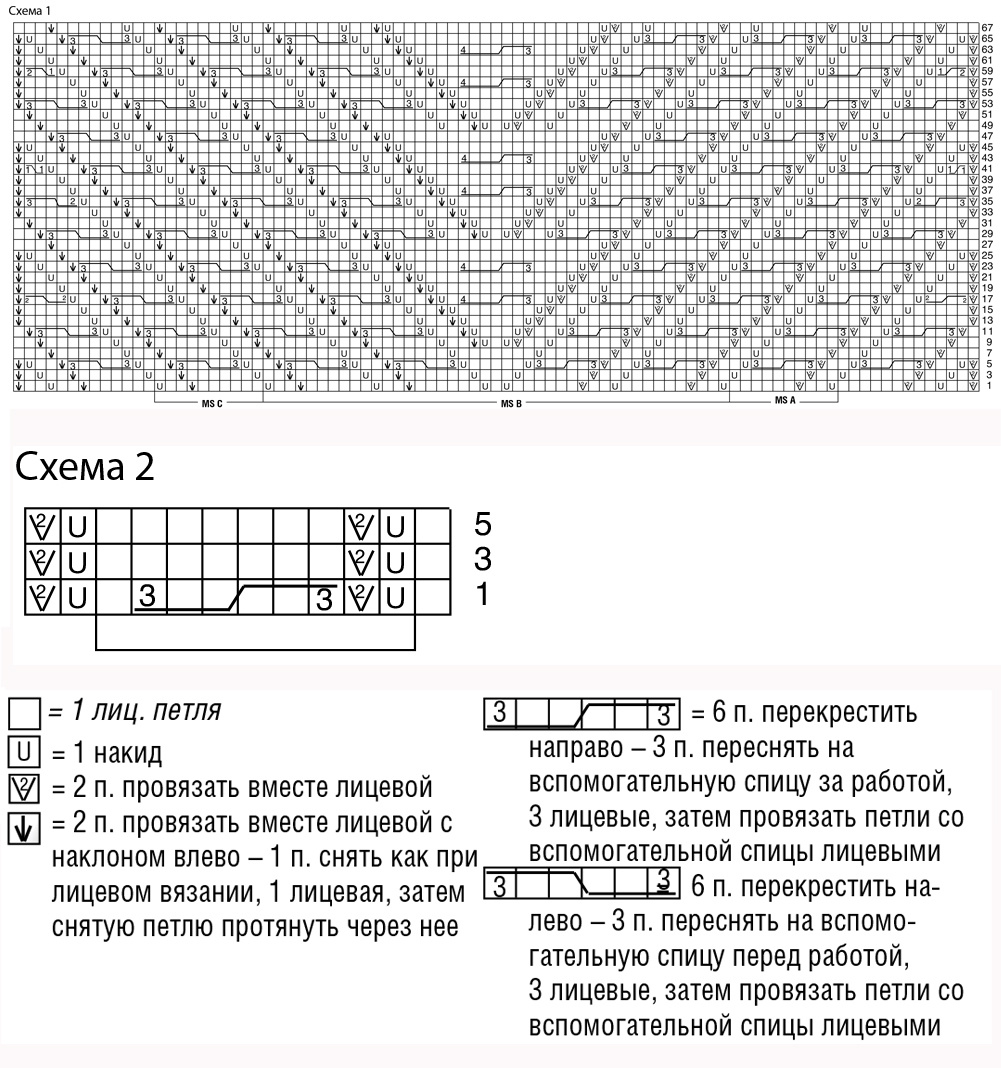 схема ажурного пуловера спицами