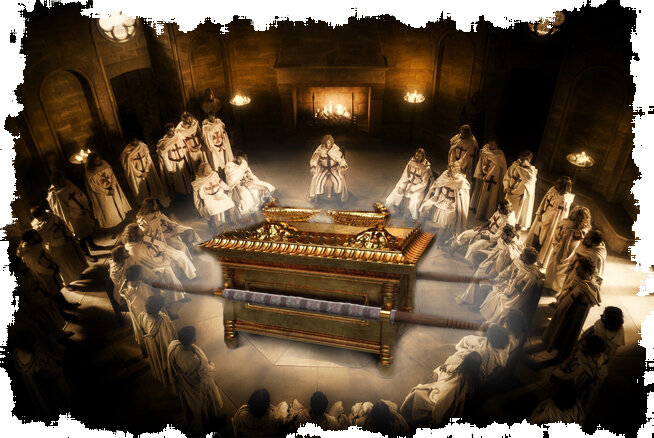 Храмовники вокруг ковчега завета. Авторский коллаж