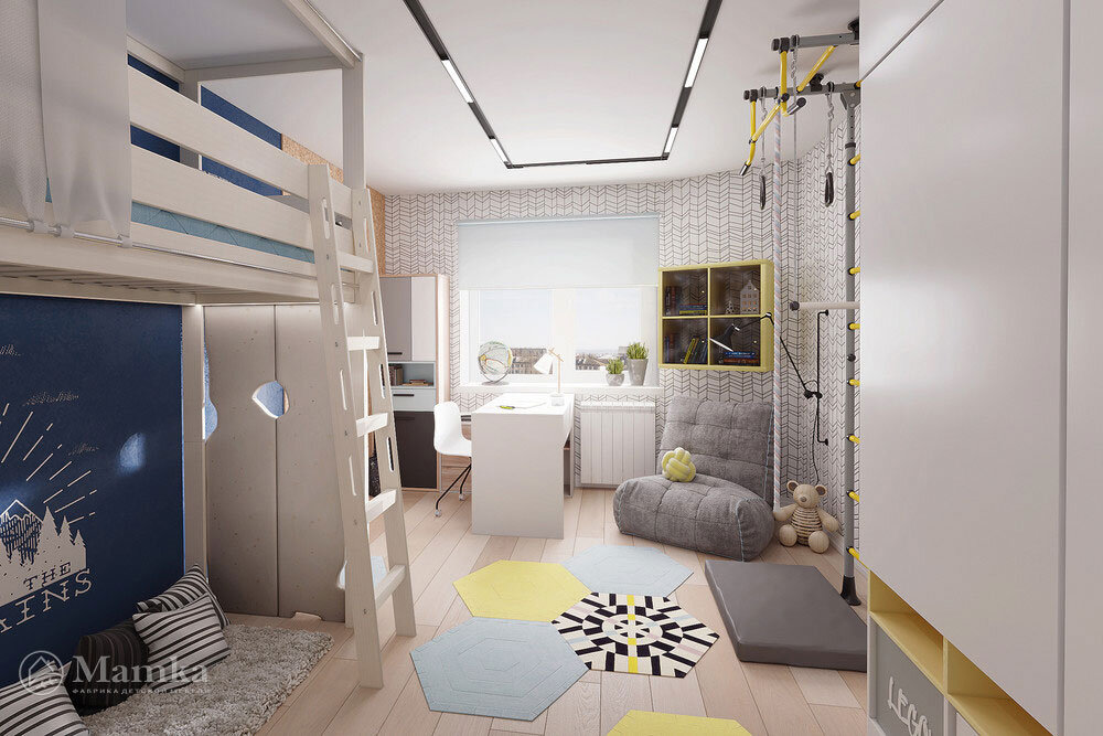 Интерьер детской комнаты с грамотным зонированием