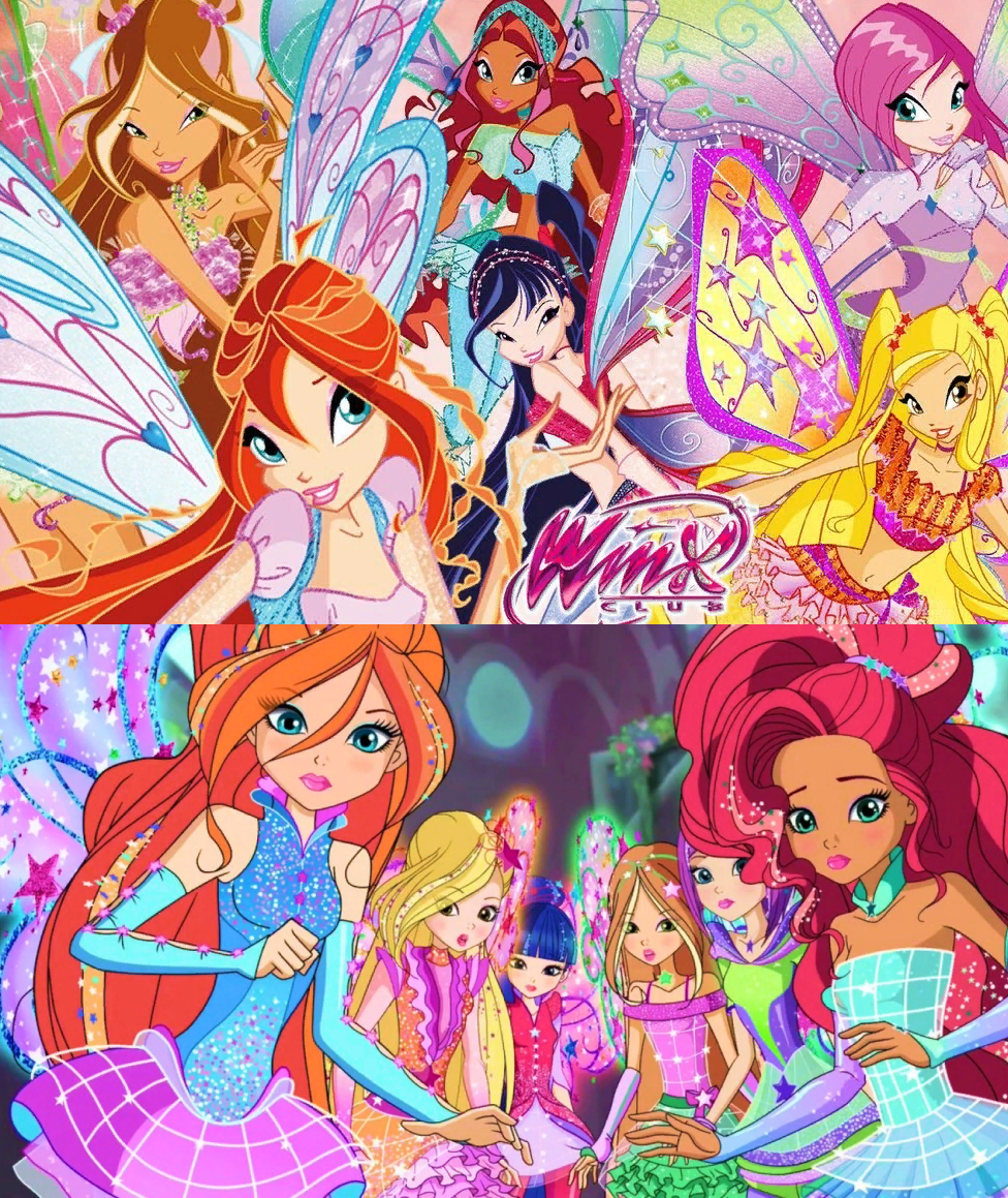 Рисовка Клуба Винкс до 8 сезона и после