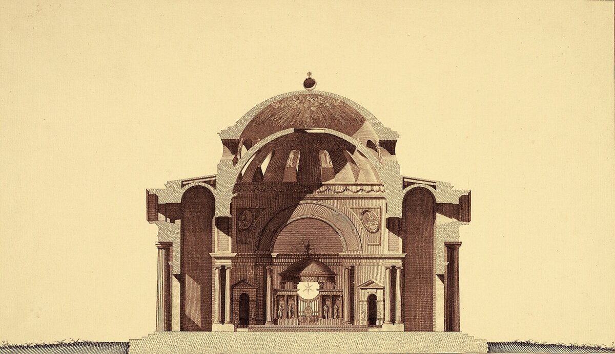 Собор Святого Иосифа в Могилёве, вид в разрезе