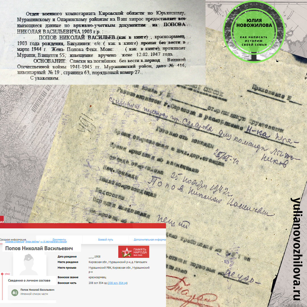 Поиски моей родословной https://yulianovozhilova.ru