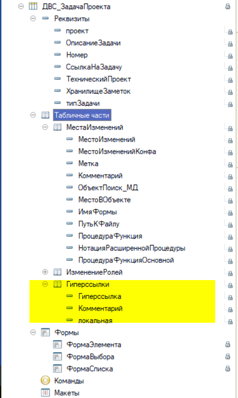 структура справочника "Задача проекта"