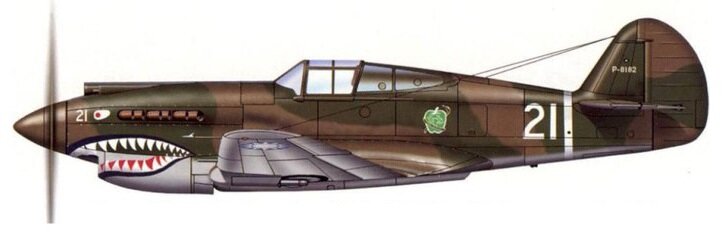 Истребитель Hawk 81A-2, на котором Грегори Боингтон сражался над Бирмой в составе AVG.