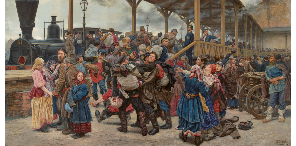 "На войну", худ. К. Савицкий, 1888 г. 