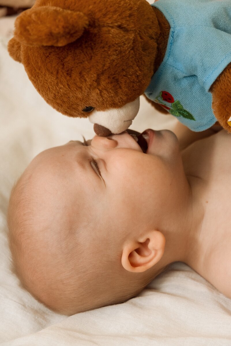 Любимый мишка и немного игры - принесут хорошие кадры!