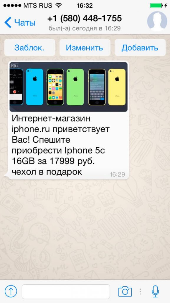 Пример того, как может выглядеть рассылка в WhatsApp