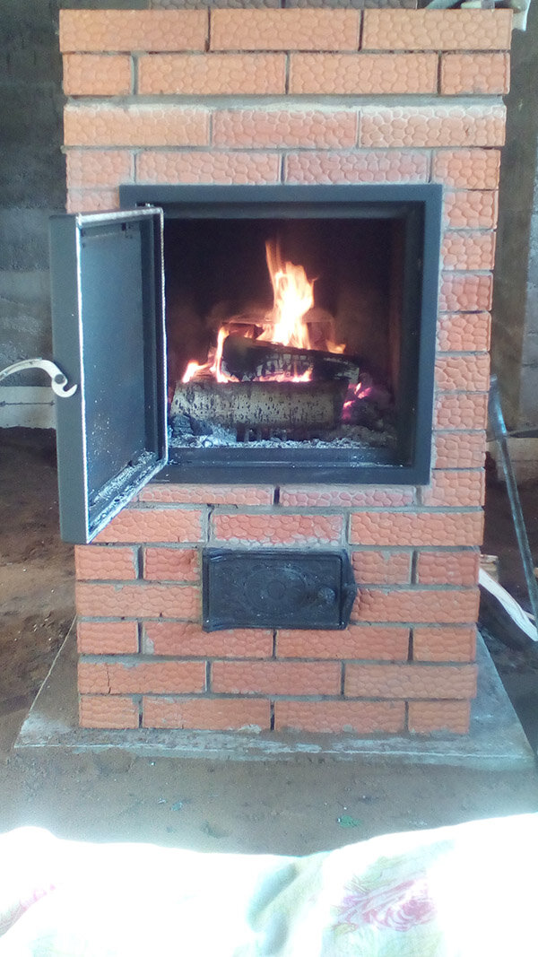 Первое испытание печи-камина