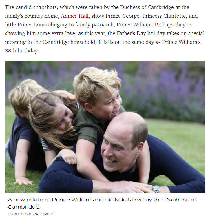 Cкриншот с сайта https://www.townandcountrymag.com/society/tradition/a32923234/prince-george-louis-william-princess-charlotte-fathers-day-photos-2020/ 