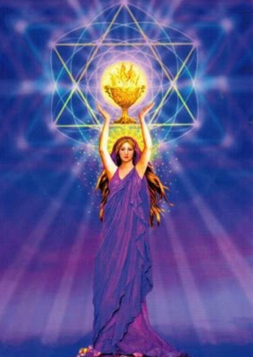 6 углов фигуры: означают красоту, власть, славу, строгость, милосердие и бесконечность, которые объединены центром.В этот символ вкладывается идея взаимодействия двух начал, каждое из которых символизирует один из двух треугольников, составляющих звезду. Это могут быть небесное и земное начало, мужское и женское, физическое или духовное. Т.е. гексаграмма отражает принцип равновесия Вселенной. Верхнее и нижнее, мужское и женское уравновешивают друг друга, что схематически отражает шестиконечная звезда.