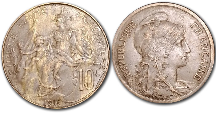 10 сантимов 1916.